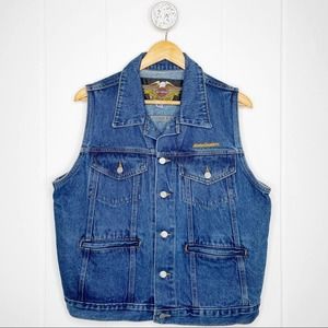 Harley Davidson Denim Jean Button Vest USA Made